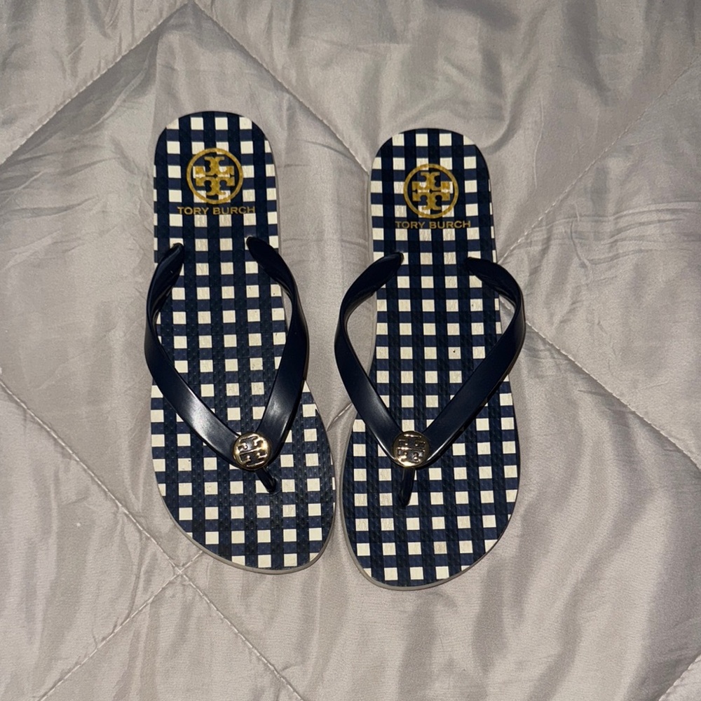 Tory Burch Navy Flip Flops